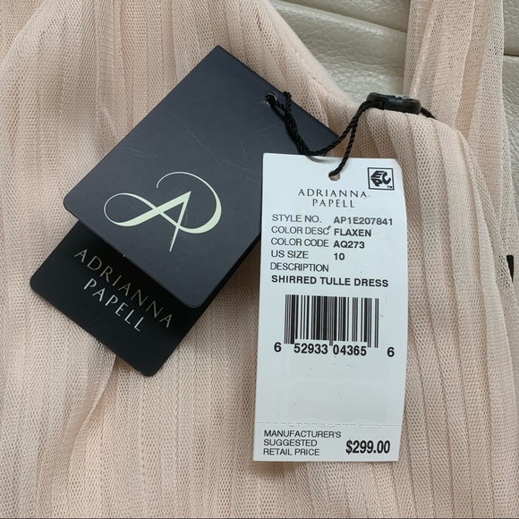 NWT ADRIANNA PAPELL SLEEVELESS SHIRRED TULLE MIDI DRESS - Picture 15 of 16